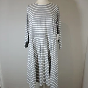 Molly & Isadora Damen Größe 1x Kleid grau gestreift Taschen Rundhals Langarm - Bild 1 von 12