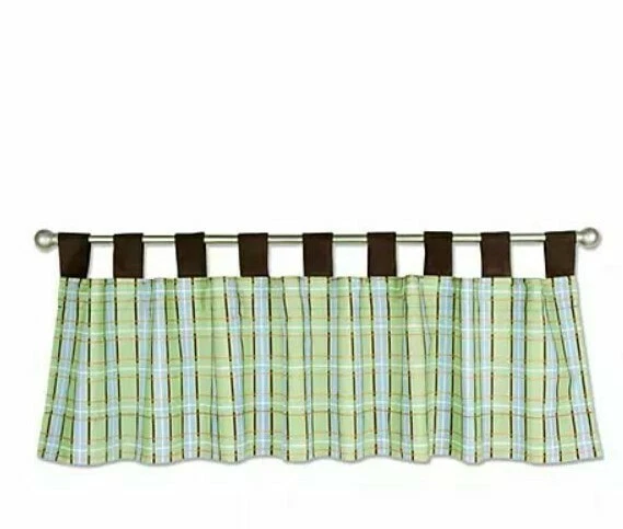 Trend Lab Nueva Cortina Cenefa Cuadros Descatalogada Guardería Verde Azul Marrón Cuadros Foto 1 de 4