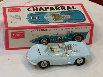 VINTAGE SEARS MARX 1/24 CHAPARRAL SLOT CAR Original BOX  & REVELL RTR Slot Car - Image 1 of 4