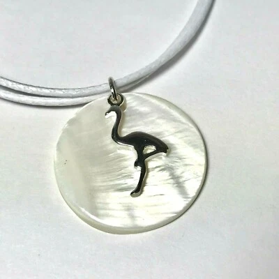 Collar Flamenco Plata 16-19" Madreperla Shell Island Hawaiano Chapado Foto 1 de 4