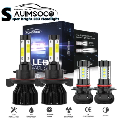 For 2005-2019 Ford F-450 F-550 Super Duty LED Headlights + Fog Light Bulbs Kit - Image 1 of 4