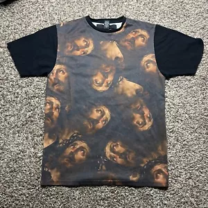 Mens L Black Scale Baphomet Jesus Religious AOP T Shirt Photoreal Small 20x28 - Picture 1 of 7