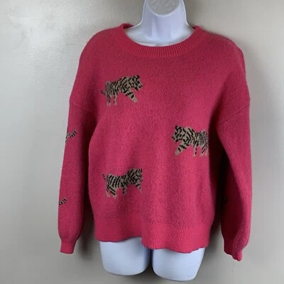 Suéter tejido con estampado de tigre rosa para mujer talla pequeña de gran tamaño Y2K Foto 1 de 4