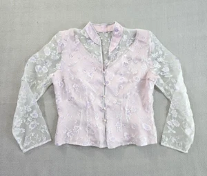 Vintage Ever Beauty Damen Satin Chiffon transparente Ärmel Top Größe 14 Fairycore gebraucht, in einwandfreiem Zustand - Bild 1 von 12