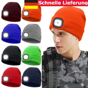 Wintermütze warme Strickmütze mit LED Licht aufladbar USB Beanie Unisex Mütze - Bild 1 von 26