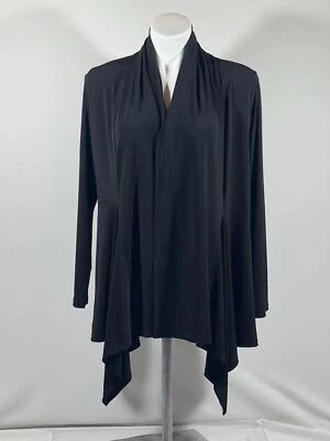 Ciara Sun Woo Robe Women Large Black Open Front Asymetrical Collared Mid Length - Изображение 1 из 4