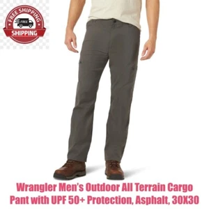 Wrangler Men’s Outdoor All Terrain Cargo Pant with UPF 50+ Protection, Asphalt, - Picture 1 of 10