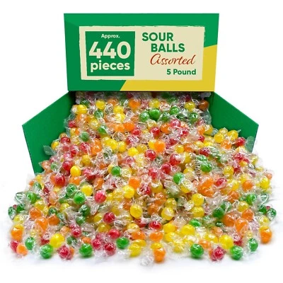 COLOMBINA Sour Assorted Fruit Balls, Individually Wrapped, Bulk Hard Candy (5 Pounds) Sale