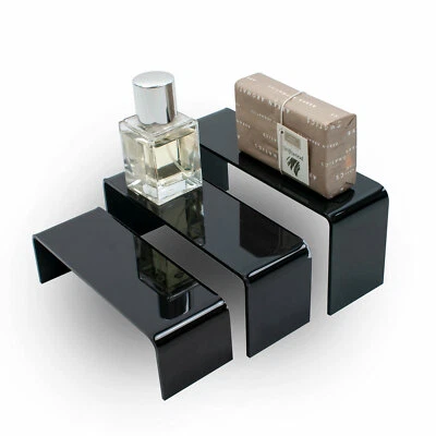 DISPLAY STANDS LTD Set of 3 Acrylic Plinth Risers Clear Nesting Bridges Shop Display (G138+)