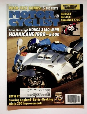 1987 April Motorcyclist Motorcycle Magazine Harley-Davidson XL883 Hugger BMW R65 Foto 1 de 4