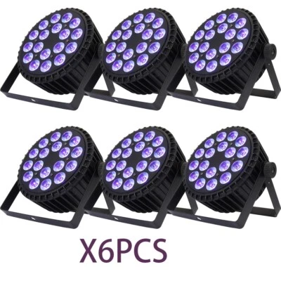 SHEHDS 6PCS LED Stage Light 18x18w RGBWA UV Par Lighting DMX DJ Disco KTV - Image 1 of 4