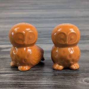 Vintage Weite Augen Eule Orange Salz & Pfefferstreuer Set Herbst Halloween Deko Set - Bild 1 von 8