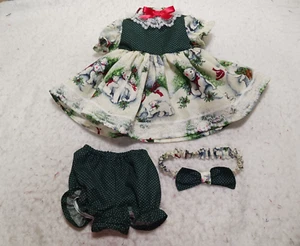 Polar bears dress, panties, & headband--fits 15" dolls - Picture 1 of 3