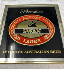 Vintage Premium Export Swan Lager Australian Mirror Beer Sign Original Bar Sign