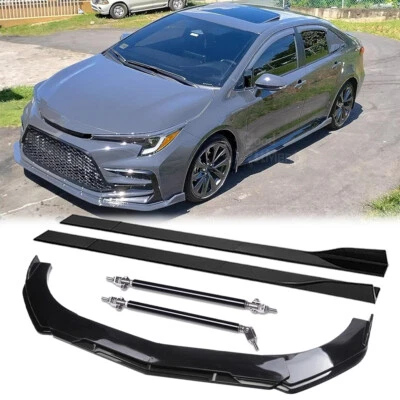 适用于丰田卡罗拉普锐斯前保险杠唇锅分离器 + 侧裙 + 杆 — 第 1/4 张图片