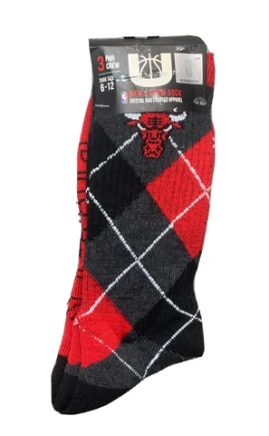 NBA Ultra Game Chicago Bulls Men Crew Socks - 3 Pair Pack - Shoe Size 6-12 Cover