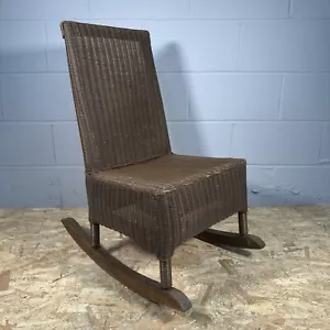 Lloyd Loom Style Wicker Rocking Chair Rattan Vintage Prop - Picture 1 of 10