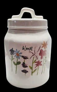 6-1/2" RAE DUNN CERAMIC “ BLOOM” WATERCOLOR FLOWERS CANISTER WITH LID - Picture 1 of 8