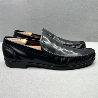 Mocasín de cuero negro vintage Salvatore Ferragamo para hombre talla 13 (D) con suelas nuevas Foto 1 de 4