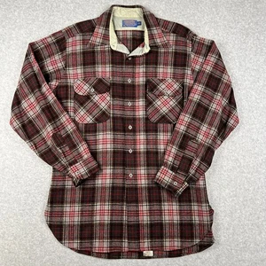 VINTAGE Pendleton Board Shirt USA Made Wool Flannel Large Long Mens Red Brown - Picture 1 of 6