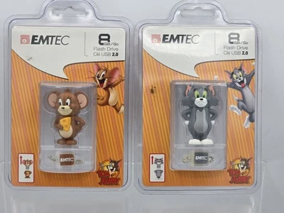 2 Lot Tom & Jerry EMTEC figures 8GB USB 2.0 Flash Drive NEW SEALED - Image 1 of 4