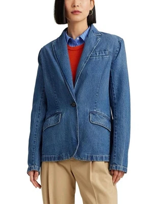 Lauren Ralph Lauren Plus One-Button Denim Blazer City Blue Wash 20W NWT $245 - Image 1 of 4