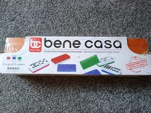 BENE CASA Double Nine High Gloss Dominoes Set Green Wood Storage Box New/Sealed - Picture 1 of 4