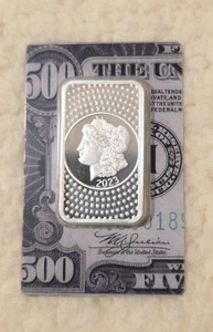 2023 PAMP Morgan $500 Bill 50g Silver Bar Assay .999 - Picture 1 of 8
