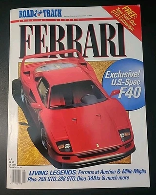 1990 Road & Track Ferrari F40 US Spec Special Series Magazine Issue Foto 1 de 4
