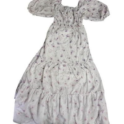 LoveShackFancy for Target XS White Purple Floral Print Tiered Maxi Dress Cottage - Image 1 of 4
