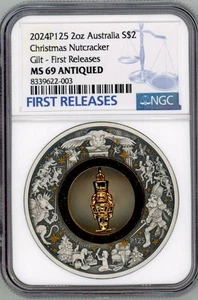 2024 Australien Nussknacker 2oz Silbermünze NGC 69 FR +Box COA - Bild 1 von 7