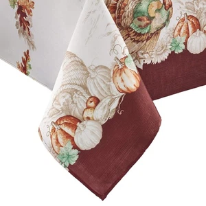 Home Fashions Holiday Turkey Bordered Fall Wrinkle Resistant Tablecloth, Seas... - Picture 1 of 7