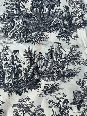 Panel de cortina estilo francés estampado Toile De Jouy vintage 78 x 78 defectos forrados *** Foto 1 de 4