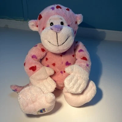 Ganz Webkinz 11” Love Monkey Pink with Red-Purple Heart Plush Stuffed Animal Toy - Image 1 of 4