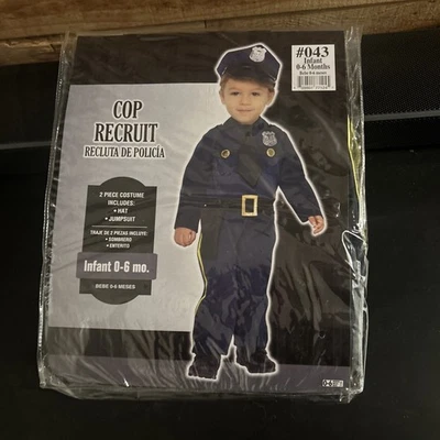 NUEVO Disfraz de Policía Recluta Infantil Niño Halloween 0-6 Meses Oficial Bebé Foto 1 de 4