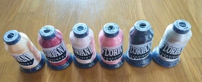 Floriana Machine Embroidery Thread-Lot of 6 Spools-Mixed Colors-NEW - Image 1 of 4