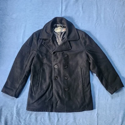 Schott N.Y.C. Chaqueta Abrigo Hombre 40 Lana Guisante EE. UU. 740N Azul Marino Hecha en EE. UU. Foto 1 de 4