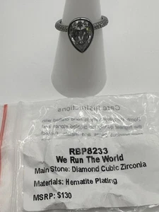 New Bomb Party Ring We Run The World RBP8233 Aquamarine Cz Rose Gold Size 8 - Picture 1 of 3