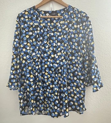 Top Cocomo Pintuck Popover para mujer 1X negro varios puntos manga 3/4 fluido trabajo artístico Foto 1 de 4