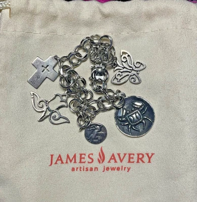 James Avery Raro Dijes Cangrejo Cruz Mariposa Pegaso Moneda Paloma Pulsera Esterlina Foto 1 de 4