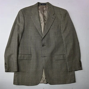 IZOD 42L Brown Houndstooth 100% Wool Mens Blazer Sport Coat Jacket - Picture 1 of 12
