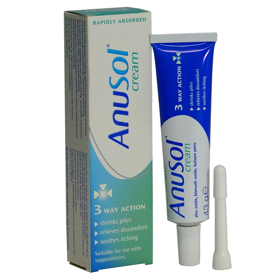 Anal Itching, Hemorrhoids, Piles Treatment 3 Way Action - Anusol Cream 43g