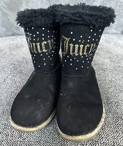 Stivali in pelliccia nera strass Juicy Couture per ragazze grandi Burbank taglia 2 gioventù - Foto 1 di 6