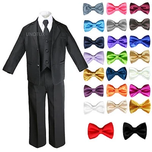 6pc Baby Toddler Formal Wedding Black  Boys Suits Choose an extra Bow Tie S-8 - Picture 1 of 56
