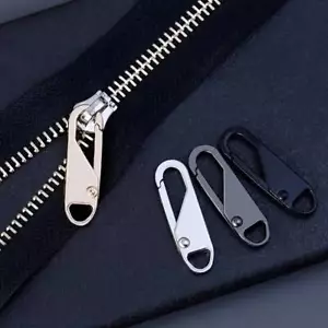 Zipper Puller Repair Metal Slider Pull Replacement Fix Bag Coat Instant Clip On - Picture 1 of 5