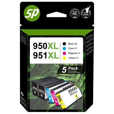 1-5PK 950XL 951XL Ink Cartridges Black Color For HP OfficeJet Pro 8600 8630 8620 - Image 1 of 4
