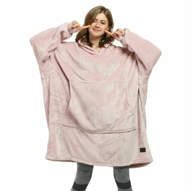 AmyHomie Giant Fleeze Oversized Hoodie - Pink