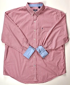 Izod Mens XL Pink White/Red Plaid Button Down Long Sleeve Shirt Non-Iron - Picture 1 of 9