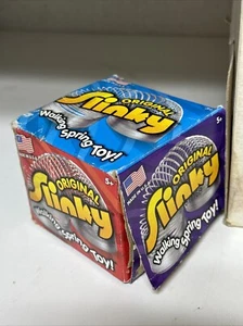 ORIGINAL & echt SILBER Metall SLINKY klassisch gehen Feder Spielzeug offene Box - Bild 1 von 5