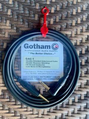Conjunto de cable de instrumento Gotham GAC-1 6 pies.  Derecha/Recta NEGRO Foto 1 de 2